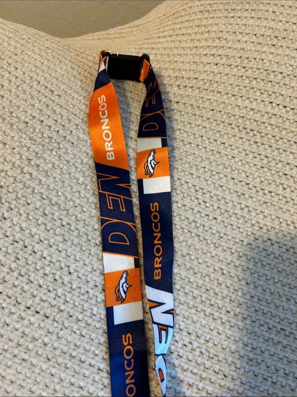 NFL Denver Broncos Navy and Orange Dual Lanyard with Badge Clip